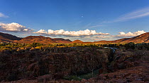 Timelapse of the Kunene Rive and Epupa Falls at sunset, Kunene Region, Namibia. 2014.