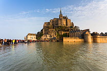 Mont-Saint-Michel, with high spring tide, Normandy. France March 2015
