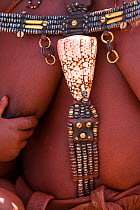 Fashion items worn by a female from the Himba Community. Northern Kaokoland. Namibia. The shells come from the Atlantic Coast of Angola.