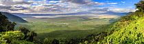 Panoramic view across the Ngorongoro Crater, Tanzania.