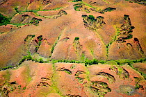 RF - Aerial view of soil erosion due to deforestation, central Madagascar. (This image may be licensed either as rights managed or royalty free.)