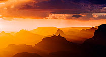 Lupan Point, looking west into sunset. Grand Canyon National Park, Arizona, USA, August.