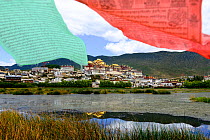 Buddhist prayer flags, Ganden Sumtseling Monastery .Shangri-La (Zhongdian) Yunnan, China.