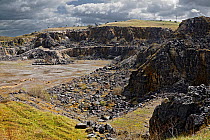 Disused limestone quarry, near Minera, North Wales, UK, May.