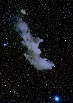 The Witch Head Nebula, IC 2118.  If you reverse the image 180 degrees, you can readily see the profile of the witch, not so recognizable upside down.  This is the correct orientation as seen from East...