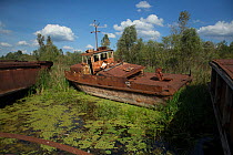 A rusting boat in Chernobyl's docks, Chernobyl Exlusion Zone, Ukraine September