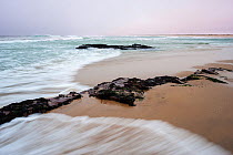 Atlantic Ocean Surf crashing on  beach, Skeleton Coast National Park, Namibia. November 2009.