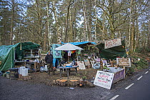 Oil drilling and fracking Protest Camp, Leith Hill, Surrey, UK. March, 2017
