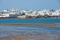 Sur, a city at the coast of Oman, with tidal mudflats, sand banks and traditional boats, Sultanate of Oman, February.
