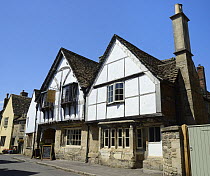 The Angel Inn, a medieval Grade II listed building, Church street, Westbury, Wiltshire, UK, July 2016.