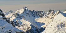 Mont Blanc massif range, Flaine Les Carroz, Haute-Savoie, France, February 2013.