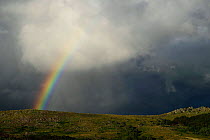 Rainbow and mist, over  Mont Lozere,  Cevennes national park, South of France,