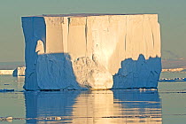 Tabular iceberg on a calm sea, Antarctic Peninsula, Antarctic Sound, Antarctica. December 2015.