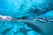 Ice cave below the Breidamerkurjokull Glacier, eastern Iceland, February 2015.