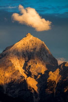 Evening light on Gruppo del Sorapiss, Dolomite Mountains,  Belluno Province, Veneto, Italy, September 2015.