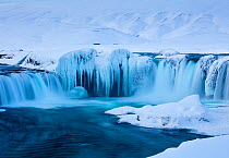 Godafoss waterfalls  in winter, Bardardalur district of North-Central Iceland, March 2016.