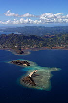 Hoazil island and Grande Terre, aerial view, Mayotte, Indian Ocean