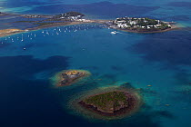 Aerial view of Dzaoudzi, Mayotte, July.