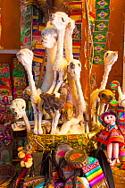Llama foetuses for sale in a La Paz market, Bolivia. December 2016.