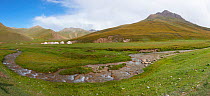 Tash Rabat yurts panorama. Kyrgyzstan.