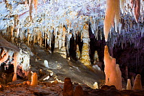 Stalactites and stalagmites, El Soplao Cave, Cantabria, Spain, Europe