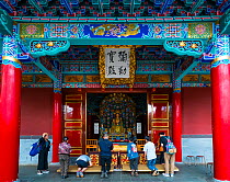 Shrine in Yuantong Buddhist Temple, Kunming, Yunnan, China. April 2016.