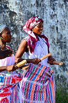 Women playing music for traditional dances, Cacheu, Guinea-Bissau, February 2015.