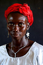 Portrait of woman taken at carnival, Eticoga, Orango Island, Bijagos UNESCO Biosphere Reserve, Guinea Bissau, February 2015.