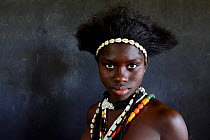Portrait of girl at carnival, Eticoga, Orango Island, Bijagos UNESCO Biosphere Reserve, Guinea Bissau, February 2015.