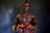 Portrait of man during carnival in Eticoga, Orango Island, Bijagos UNESCO Biosphere Reserve, Guinea Bissau, February 2015.