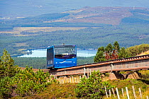 Carriage of the Cairngorm Mountain funicular, highest railway in the United Kingdom in the Cairngorms National Park, Scotland, UK, September 2016