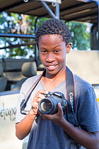 Pupil Shawn Molea during residential photography course organised by Wild Shots Outreach. Kruger National Park, South Africa, June 2017.