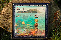 Lamlash Bay no take zone information board, South Arran Marine Protected Area, Isle of Arran, Scotland, UK, August 2016.