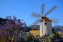 Traditional windmill, Mogan, Gran Canaria UNESCO Biosphere Reserve, Gran Canaria. Canary Islands. June 2016.