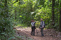 Bird watchers in the Darien National Park UNESCO World Heritage Site, Panama. February 2017.