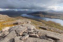 View south looking towards Loch Assynt from Spidean Coinich, Quinag range, Assynt, Sutherland, Scotland, UK, September