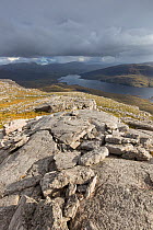 Loch Assynt, looking south from Spidean Coinich, Quinag range, Assynt, Sutherland, Scotland, UK, September