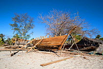 Traditional boat building, Ambondro-Ampasy village close to Anjajavy Private Reserve, north west Madagascar, August 2016.