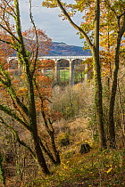 Pont Cysyllte Aqueduct, taking the Llangollen canal, River Dee, Vale of Llangollen, near Trevor, North Wales, UK, November 2016.