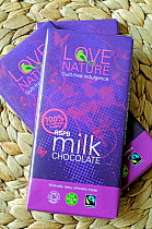 Ethical, organic Fairtrade or Fair Trade chocolate containing no palm oil made for the RSPB Royal Society for the Protection of Birds.