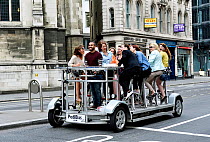 Passengers on pedibus, City of London, England, Britain, UK, June 2015.
