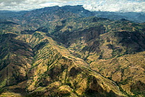 Aerial view of central Costa Rica, aerial view showing soil erosion on mountain slopes, Costa Rica, March 2013.