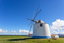 Restored traditional windmill, Rogil, Algarve, Portugal, March 2017.