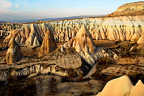 Landscape modified by the erosion process. Goreme National Park and the Rock Sites of Cappadocia UNESCO World Heritage Site. Turkey. December 2006.