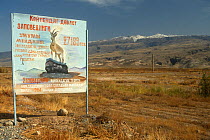 Sign in Kugitang mountain range, Turkmenistan 1990. Small repro only.