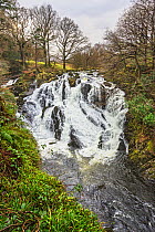 Swallow Falls on Afon (River) Llugwy west of Betws-y-coed, Snowdonia National Park, North Wales, UK, February.
