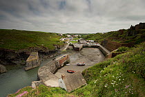 Little harbour at Porth Gain, built to transport slate from nearby Abereiddy, Pembrokeshire, Wales, UK, May.