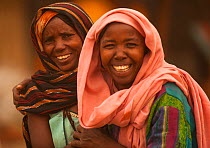 Ouled Rachid tribeswomen smiling, Kashkasha village near Zakouma National Park, Chad, 2010.