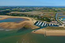 Aerial view of Saint Denis Harbour, Oleron Island, Charente-Maritime, France, Atlantic Coast. July 2017.