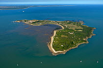 Aerial view of Ile d'Aix, Charente-Maritime on the Atlantic Coast, France. July 2017.